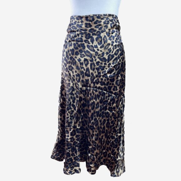 H&M Leopard Print Flared Midi Skirt Side Zipper Size 20 EUC - Picture 1 of 7